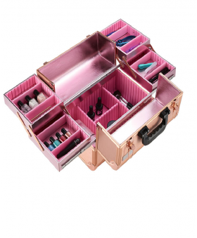 Maleta aluminio maquillaje rosa gold ref. 04941/70